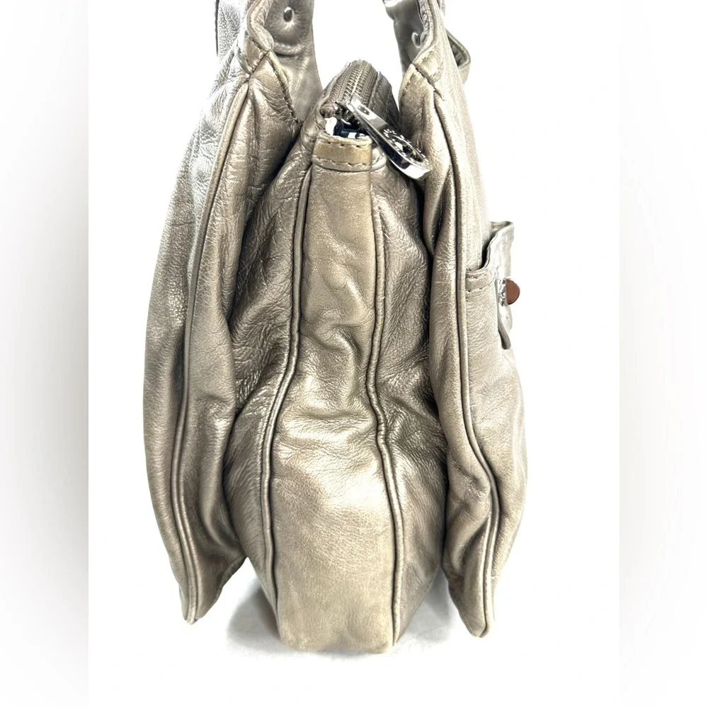 Marc by Marc Jacobs Gold Leather Large Shoulder Bag Turn Locks 3 Sections - Picture 6 of 14